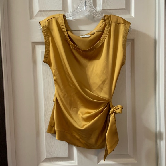 New York & Company Tops - New York & Company Mustard Satin Blouse Small